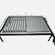 Parrilla mixta plancha acero inoxidable con sistema de elevado de fierro negro para poner en una base existente