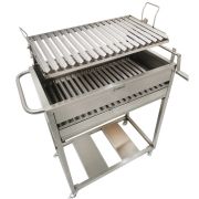 Parrilla en acero inoxidable 304 grado alimenticio plancha de ángulos tipo v, con sistema de elevado manual.