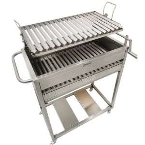 Parrilla en acero inoxidable 304 grado alimenticio plancha de ángulos tipo v, con sistema de elevado manual.