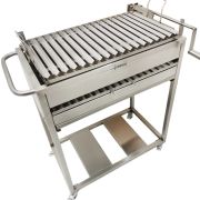 Parrilla en acero inoxidable 304 grado alimenticio plancha de ángulos tipo v, con sistema de elevado manual.