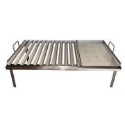 Parrilla Mixta en Acero Inoxidable 304 – Con Superficie Tipo “V” + Plancha Lisa Perforada