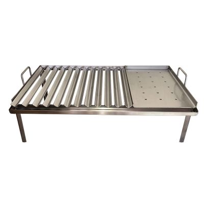 Parrilla Mixta en Acero Inoxidable 304 – Con Superficie Tipo “V” + Plancha Lisa Perforada