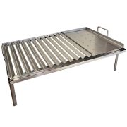 Parrilla Mixta en Acero Inoxidable 304 – Con Superficie Tipo “V” + Plancha Lisa Perforada
