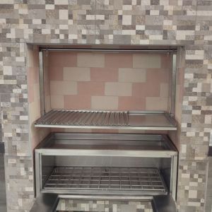Parrilla Mixta con Sistema de Elevado + Caja China con Visor en Acero Inoxidable 304